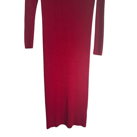 ZARA Medium Knit Red Long-Sleeve Midi Bodycon Dress Slim Fit - Picture 10 of 13